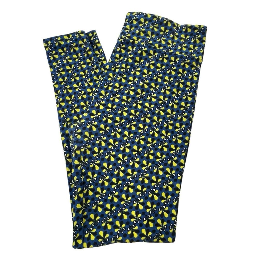 LuLaRoe Tall & Curvy TC‎ Geometric Floral Blue Soft Women's Leggings